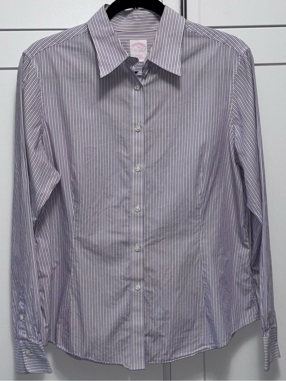 Brooks Brothers Vintage Size 16 Purple and White Narrow Stripe Dress Shirt EUC